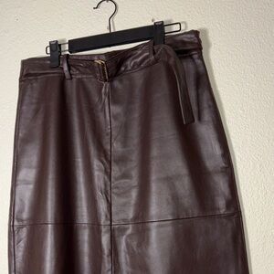 Marc New York Dark Brown Leather Pencil Skirt